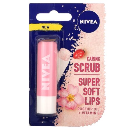 Nivea, Caring Scrub Super Soft Lips, Rosehip Oil + Vitamin E, 0.17 oz (4.8 g) - Image 2