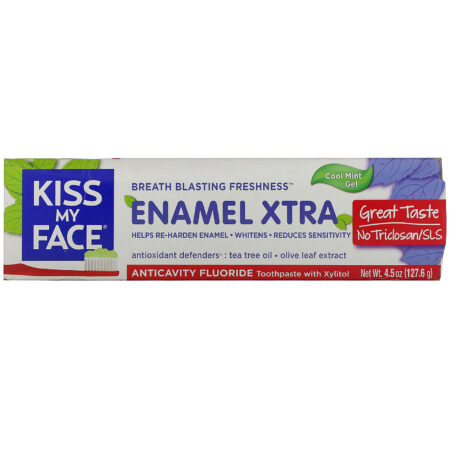 Kiss My Face, Enamel Extra, Anticavity Fluoride Toothpaste with Xylitol, Cool Mint Gel, 4.5 oz (127.6 g) - Image 2