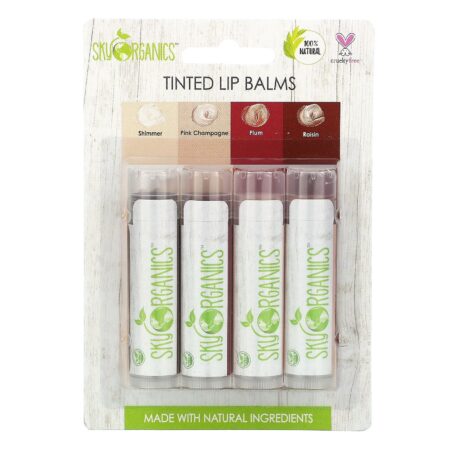 Sky Organics, Tinted Lip Balms, 4 Pack Set, 0.15 oz (4.25 g) Each - Image 2