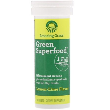 Amazing Grass, Green Superfood, Verduras Efervescentes, Sabor Frutas Vermelhas, 10 Comprimidos