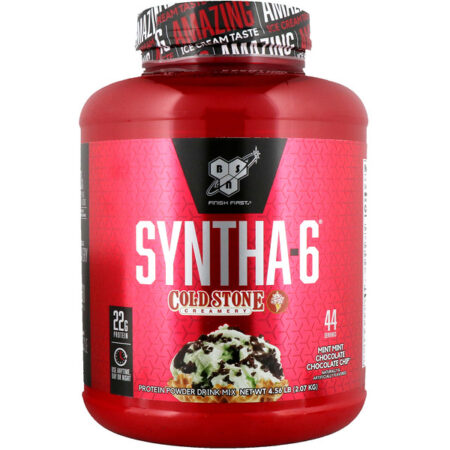 BSN, Syntha-6, Cold Stone Creamery, Menta Menta com Chocolate Flocos de Chocolate, 4,56 lb (2,07 kg)