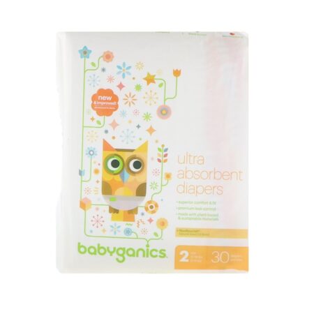 BabyGanics, Fraldas Ultra-absorventes, Tamanho 2, 12-18 lbs (5-8 kg), 30 Fraldas