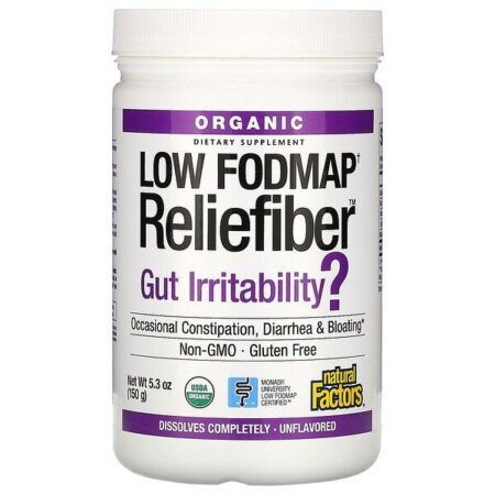 Natural Factors, Organic Low Fodmap Reliefiber, Unflavored, 5.3 oz (150 g)