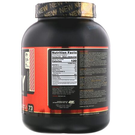 Optimum Nutrition, Gold Standard 100% Whey, Strawberries & Cream, 4.98 lb (2.26 kg) - Image 2