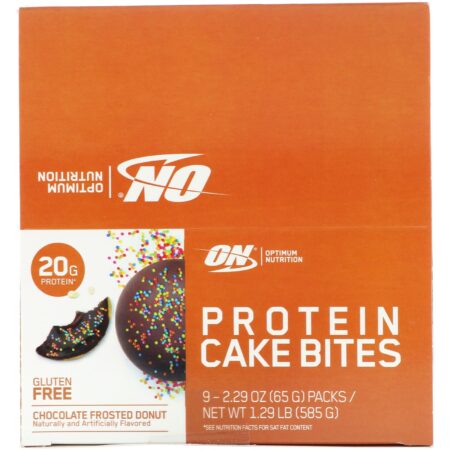 Optimum Nutrition, Protein Cake Bites, Chocolate Frosted Donut, 9 Bars, 2.29 oz (65 g) Each - Image 2