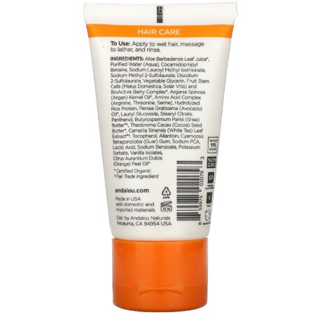 Andalou Naturals, Shampoo, Óleo de Argan e Karité, 50 ml (1,7 fl oz) - Image 2