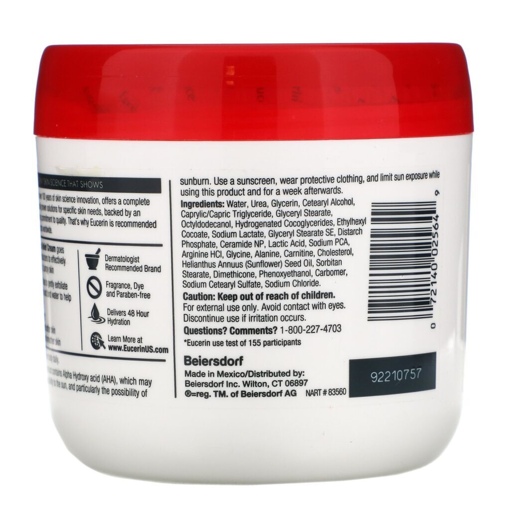 Eucerin, Roughness Relief Cream, Fragrance Free, 16 oz (454 g) - Imagem 2