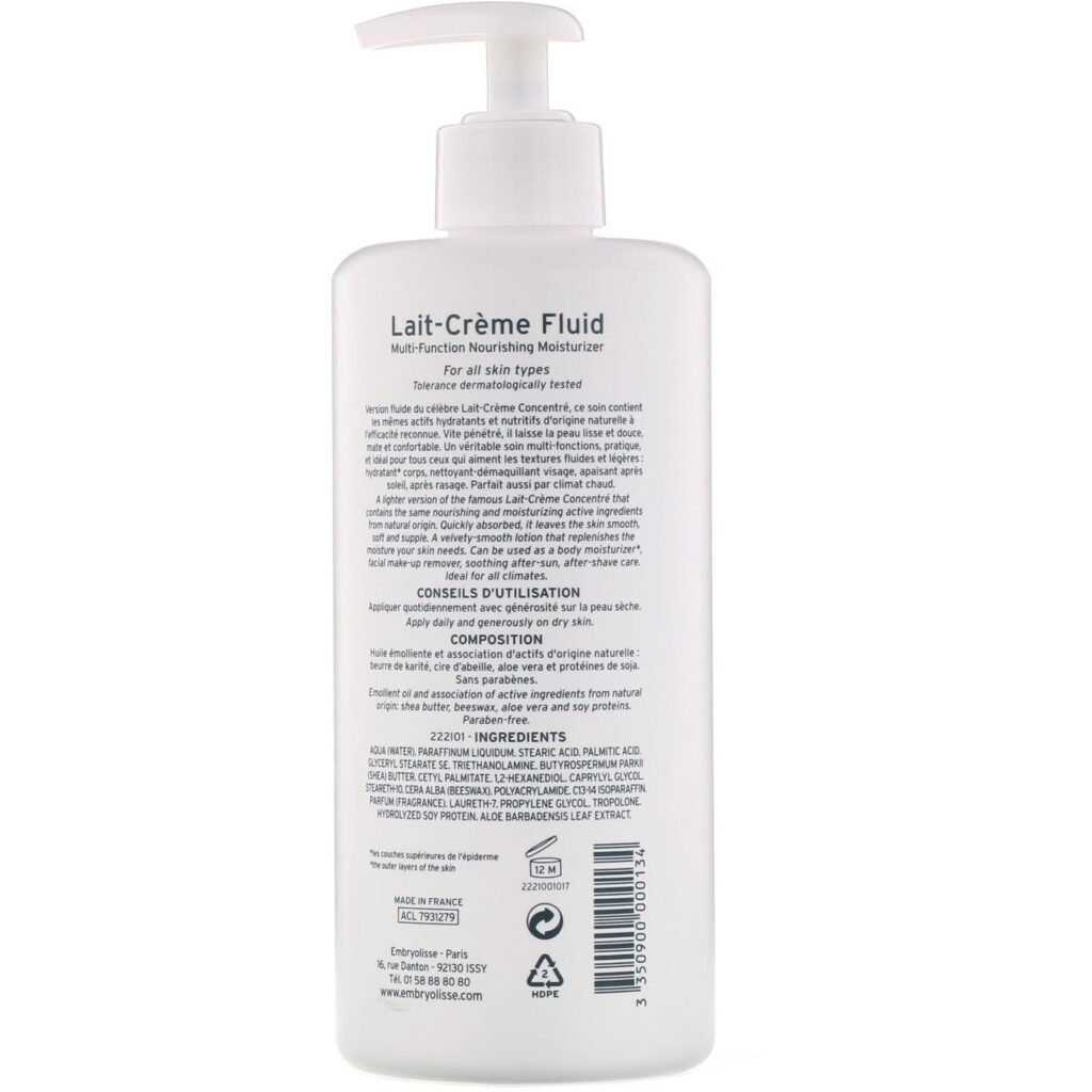 Embryolisse, Fluido Lait-Creme, Hidratante Nutritivo Multifuncional, 16,90 fl oz (500 ml) - Imagem 2