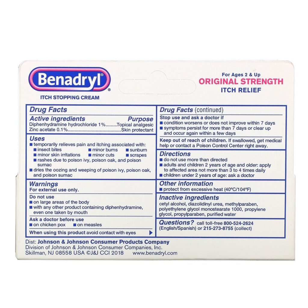 Benadryl, Original Strength, Itch Stopping Cream, Ages 2+, 1 oz (28.3 g) - Imagem 3