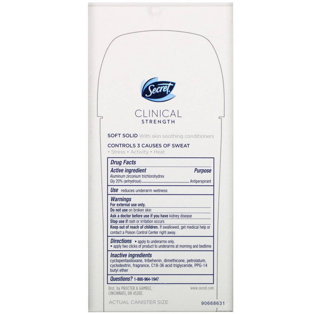 Secret, Clinical Strength, Antiperspirant/Deodorant, Soft Solid, Waterproof, 2.6 oz (73 g) - Imagem 3