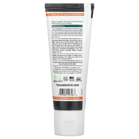 TheraBreath, Charcoal Whitening + Fresh Breath Toothpaste, Midnight Mint, 3.5 oz (100 g) - Image 2