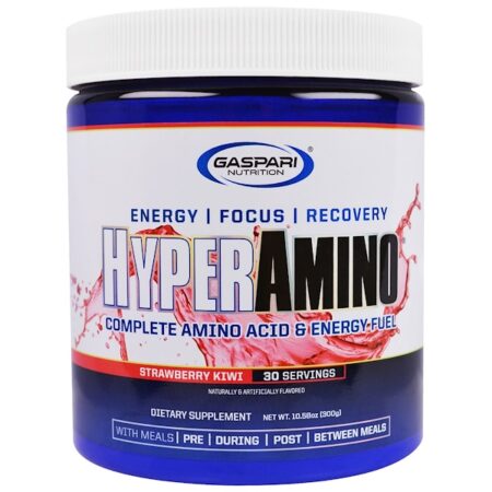 Gaspari Nutrition, HYPERAMINO, Complete Amino Acid & Energy Fuel, Strawberry Kiwi, 10.58 oz (300 g)