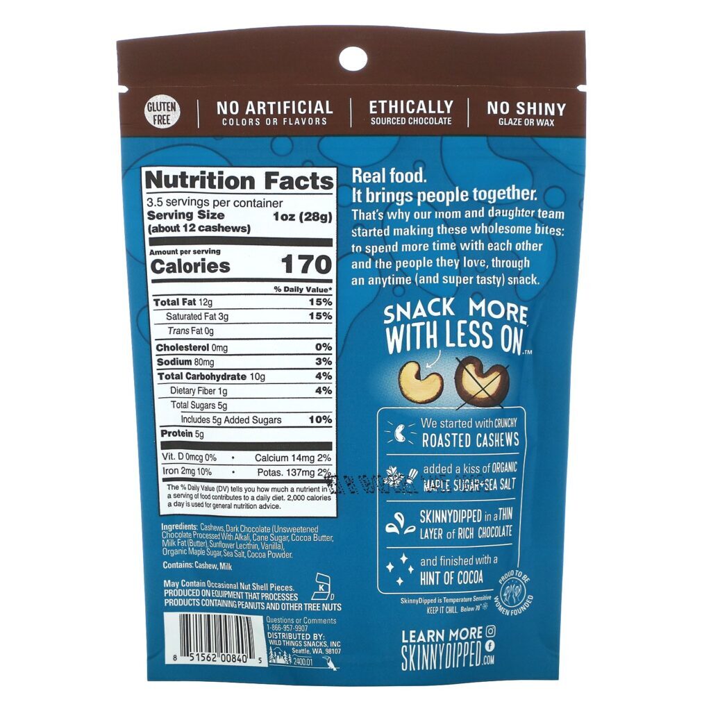 SkinnyDipped, Skinny Dipped Cashews, Dark Chocolate Cocoa, 3.5 oz (99g) - Imagem 2
