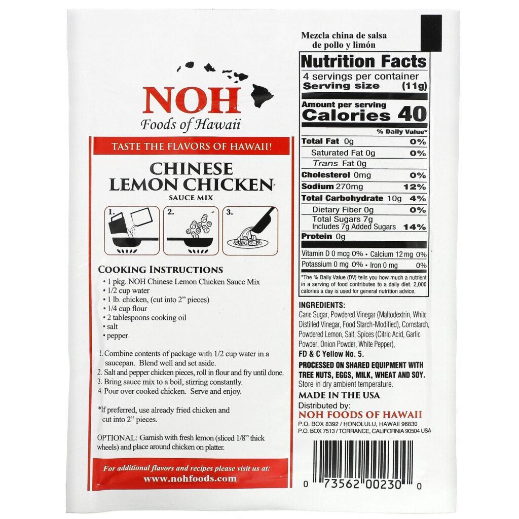NOH Foods of Hawaii, Chinese Lemon Chicken Sauce Mix, 1.5 oz (42 g) - Imagem 2
