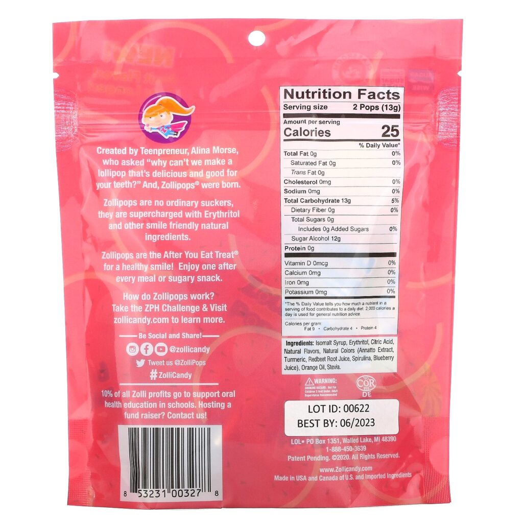 Zollipops, The Clean Teeth Pops, Watermelon, 3.1 oz - Imagem 2