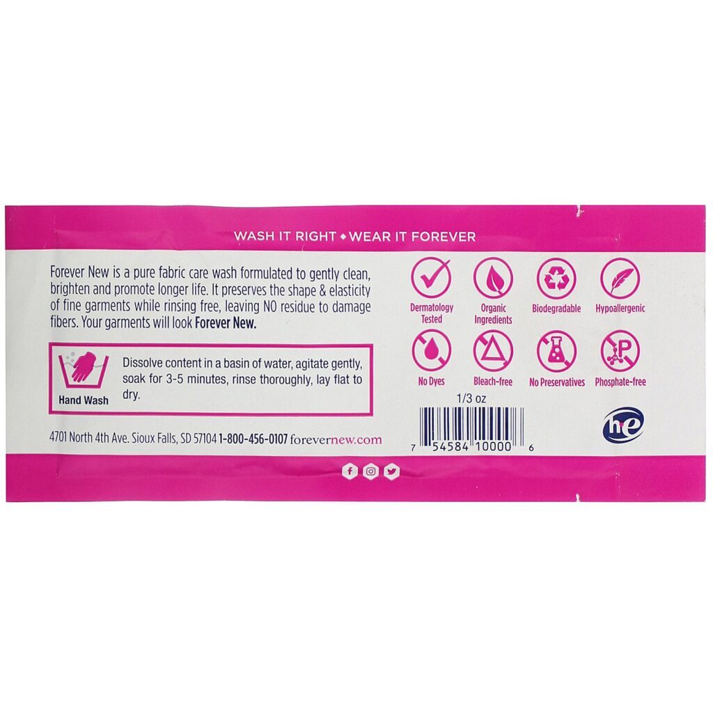 Forever New, Fabric Care Wash, Granular, Original, 0.33 oz (10 g) - Imagem 2