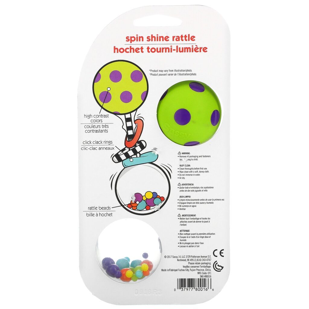 Sassy, Inspire The Senses, Spin Shine Rattle, 0-24 Months, 1 Count - Imagem 2