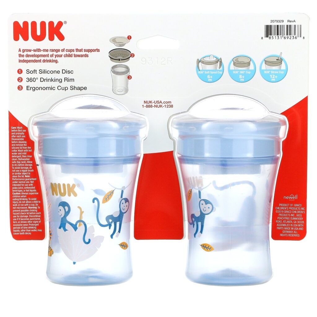 NUK, Evolution 360 Cup, 8 + Months, 2 Cups, 8 oz (240 ml) - Imagem 2