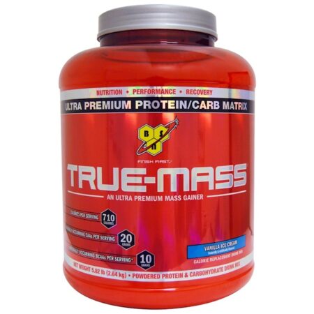 BSN, True-Mass, Matriz de Proteínas/Carboidratos Ultrapremium, Sorvete de Baunilha 2,64 kg (5,82 lbs)