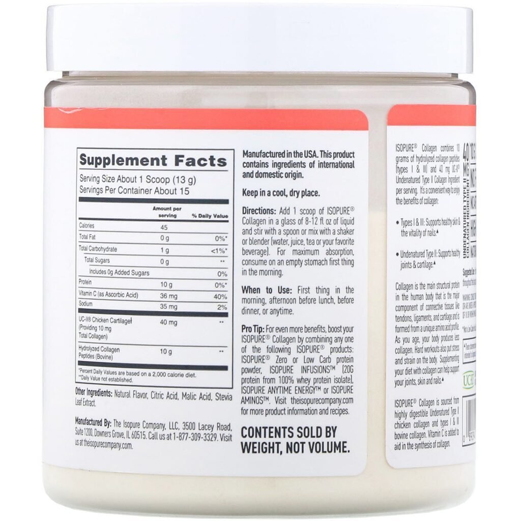 Isopure, Collagen, Raspberry Lemonade, 6.88 oz (195 g) - Imagem 2