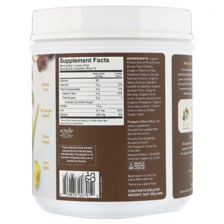 Amazing Grass, Amazing Protein, Digestivo, 5 Bilhões de UFCs, Sabor Chocolate Maia, 14,2 oz (405 g) - Image 2