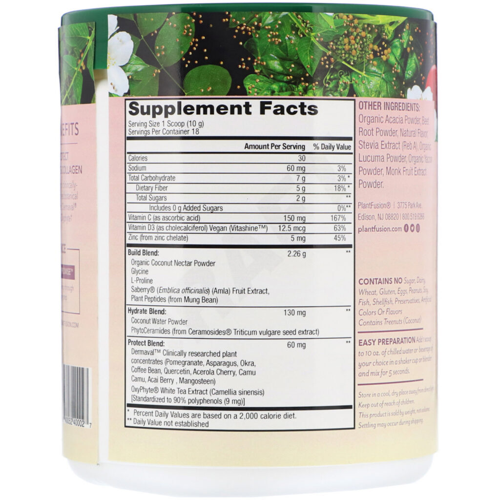 PlantFusion, Peptídeos de Plantas Completas, Colágeno para Beleza, Melancia, 6,35 oz (180 g) - Imagem 2