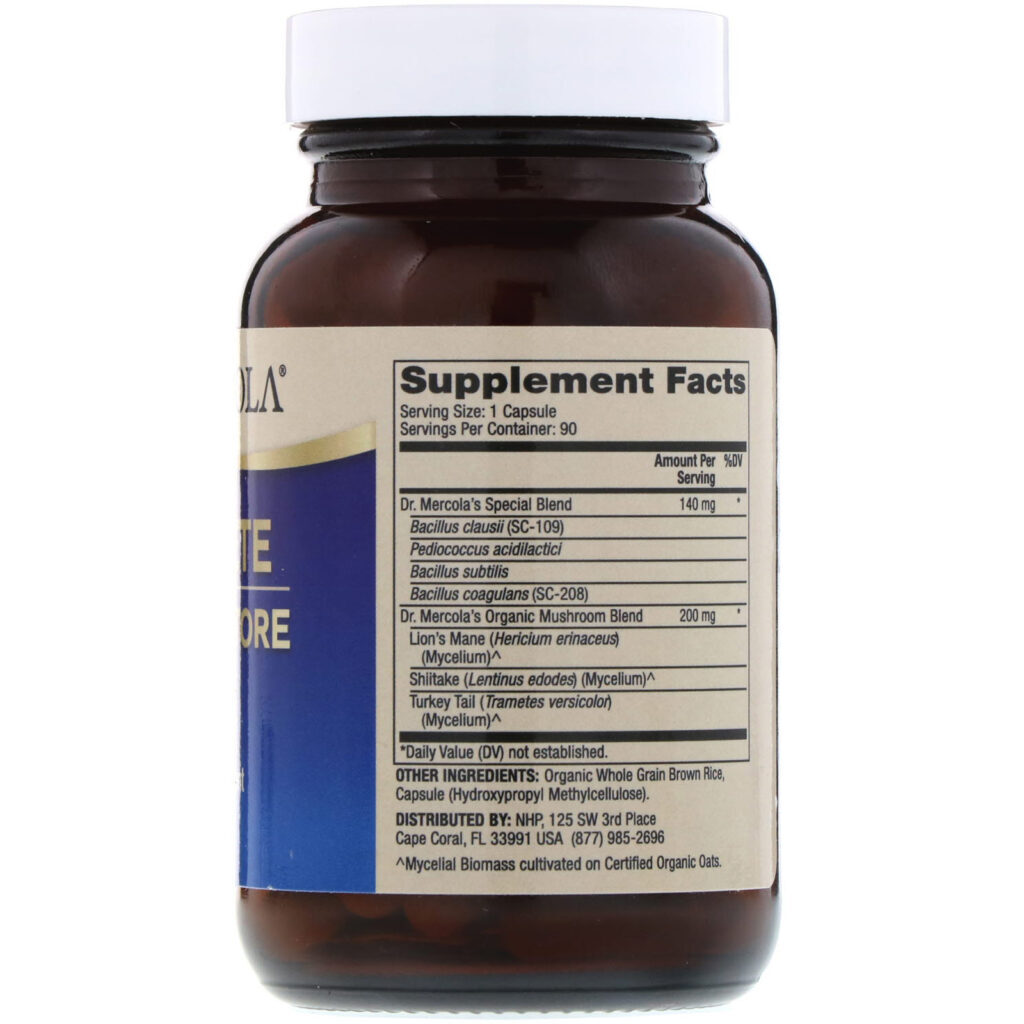 Dr. Mercola, Restauração de Esporos Completa, 4 Bilhões de UFC, 90 Cápsulas