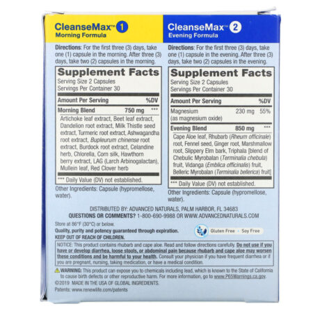 Advanced Naturals, CleanseMax, 30-Day Advanced Total Body Cleanse, 2 Bottles, 60 Vegetable Capsules Each - Imagem 2