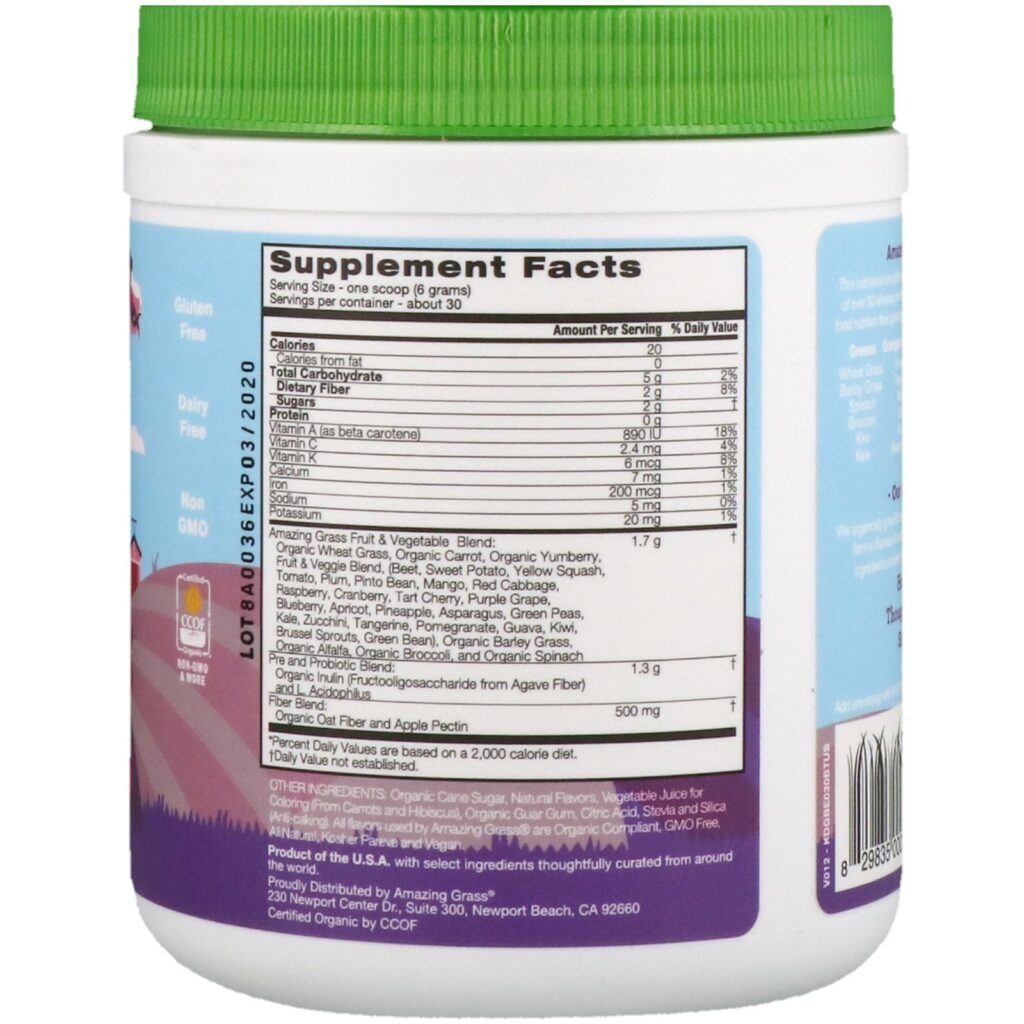Amazing Grass, Kidz Superfood, Explosão de Frutas Silvestres, 180 g - Imagem 2