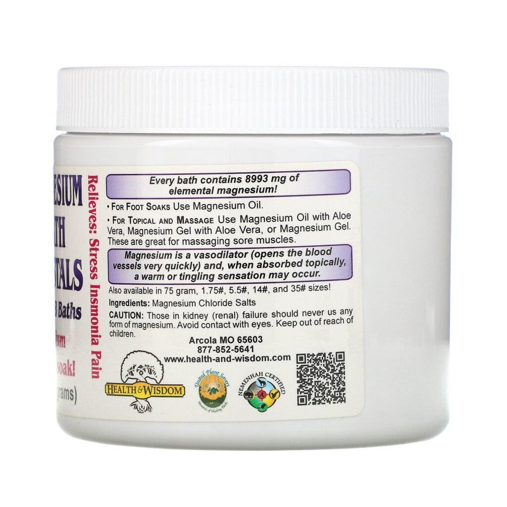Health and Wisdom, Magnesium Bath Crystals, .75 lbs (341 g) - Imagem 2