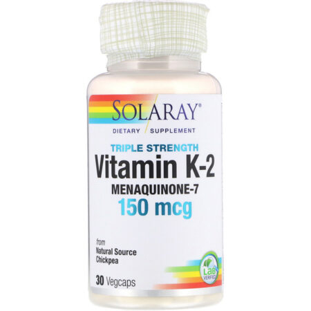 Solaray, Triple Strength Vitamin K-2 Menaquinone-7, 150 mcg, 30 VegCaps - Image 2