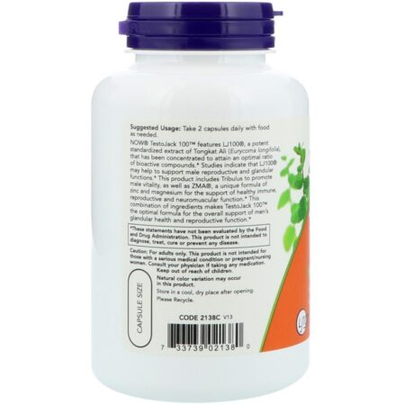 Now Foods, TestoJack 100, 120 Cápsulas Vegetais - Imagem 2