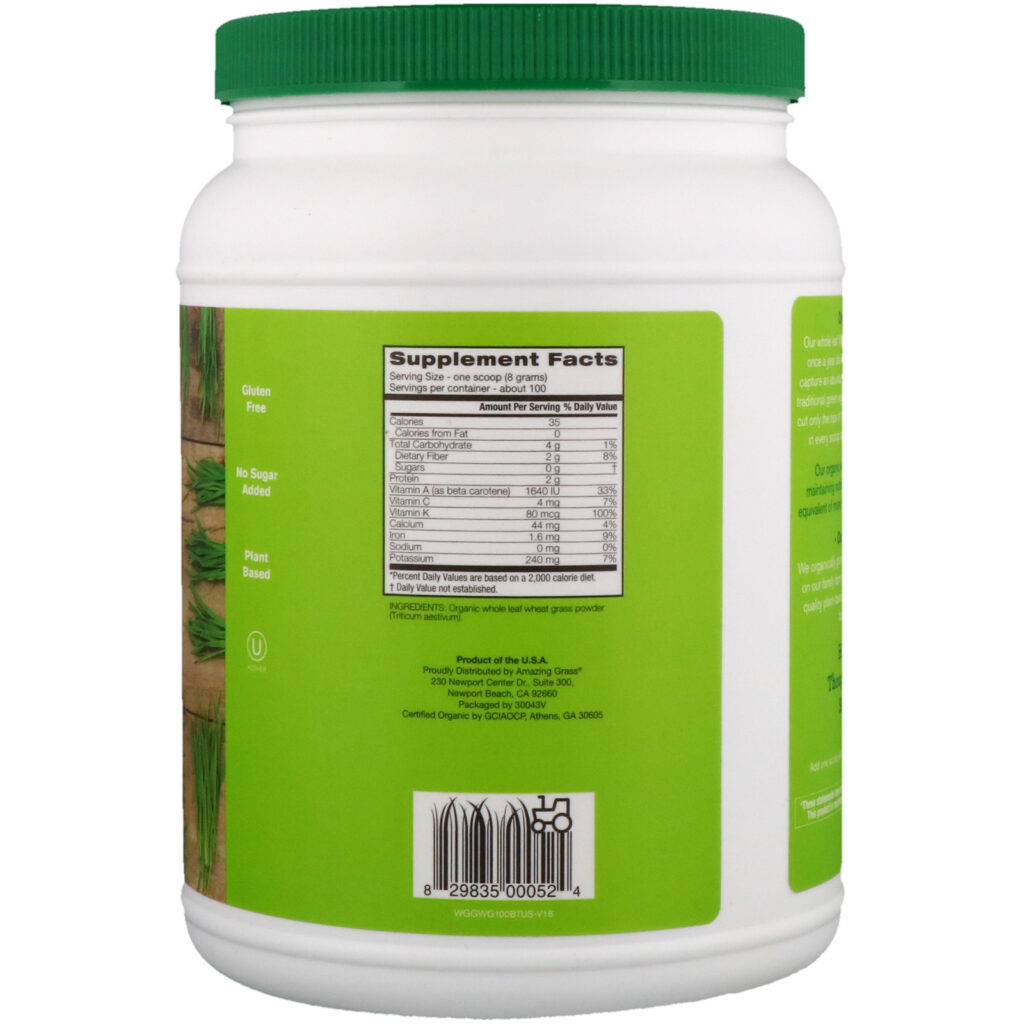 Amazing Grass, Relva de Trigo Orgânico, 28,2 oz (800 g) - Imagem 2