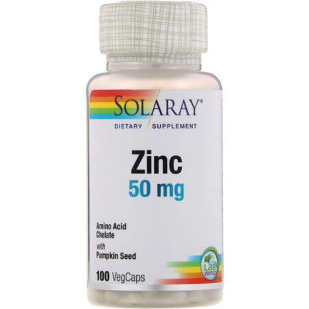 Solaray, Zinco, 50mg, 100 cápsulas vegetais