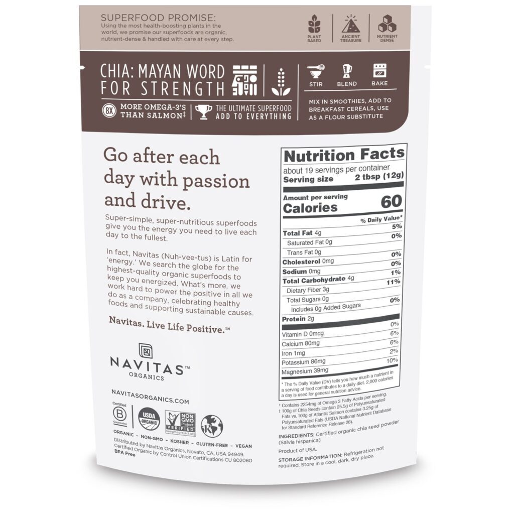 Navitas Organics, Organic Chia Powder, 227 g (8 oz) - Imagem 2