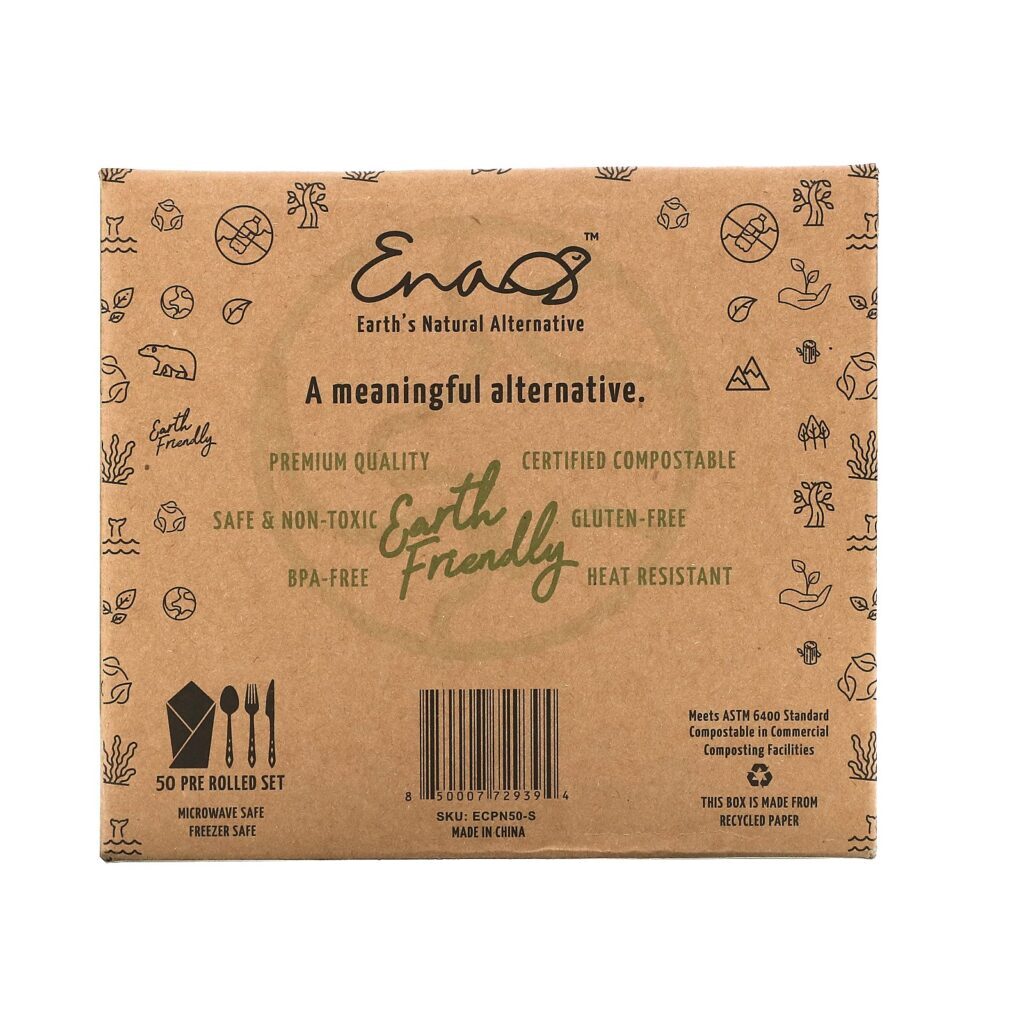 Earth's Natural Alternative, Compostable Pre Rolled Napkins with Knife, Fork and Spoon, 50 Rolls - Imagem 2