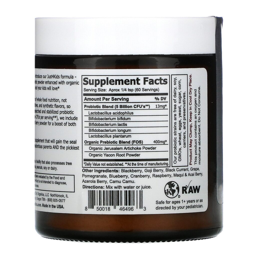 Sunbiotics, Just 4 Kids! Potent Probiotics with Organic Prebiotics Powder, Bountiful Berry, 2 oz (57 g) - Imagem 2