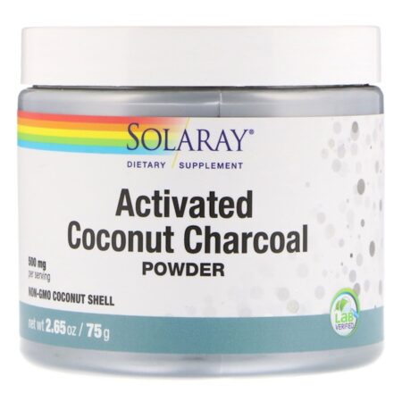 Solaray, Carvão de Coco Ativado em Pó, 2,65 oz (75 g)