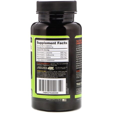 Optimum Nutrition, BCAA 1000 Caps, Tamanho Grande, 1 g, 60 Cápsulas - Image 2