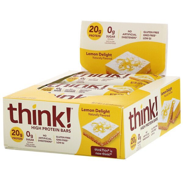 ThinkThin, Barras com Alto Teor de Proteína, Lemon Delight, 10 Barras, 60 g (2,1 oz) Cada