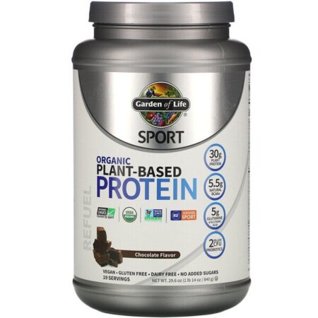 Garden of Life, Sport, Proteína Orgânica à Base de Plantas, Reabastecimento, Sabor Chocolate, 840 g (29,6 oz)