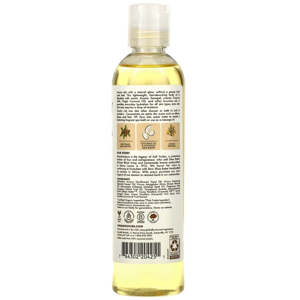 SheaMoisture, 100 % Virgin Coconut Oil, Daily Hydration Body Oil, 8 fl oz (237 ml) - Imagem 2
