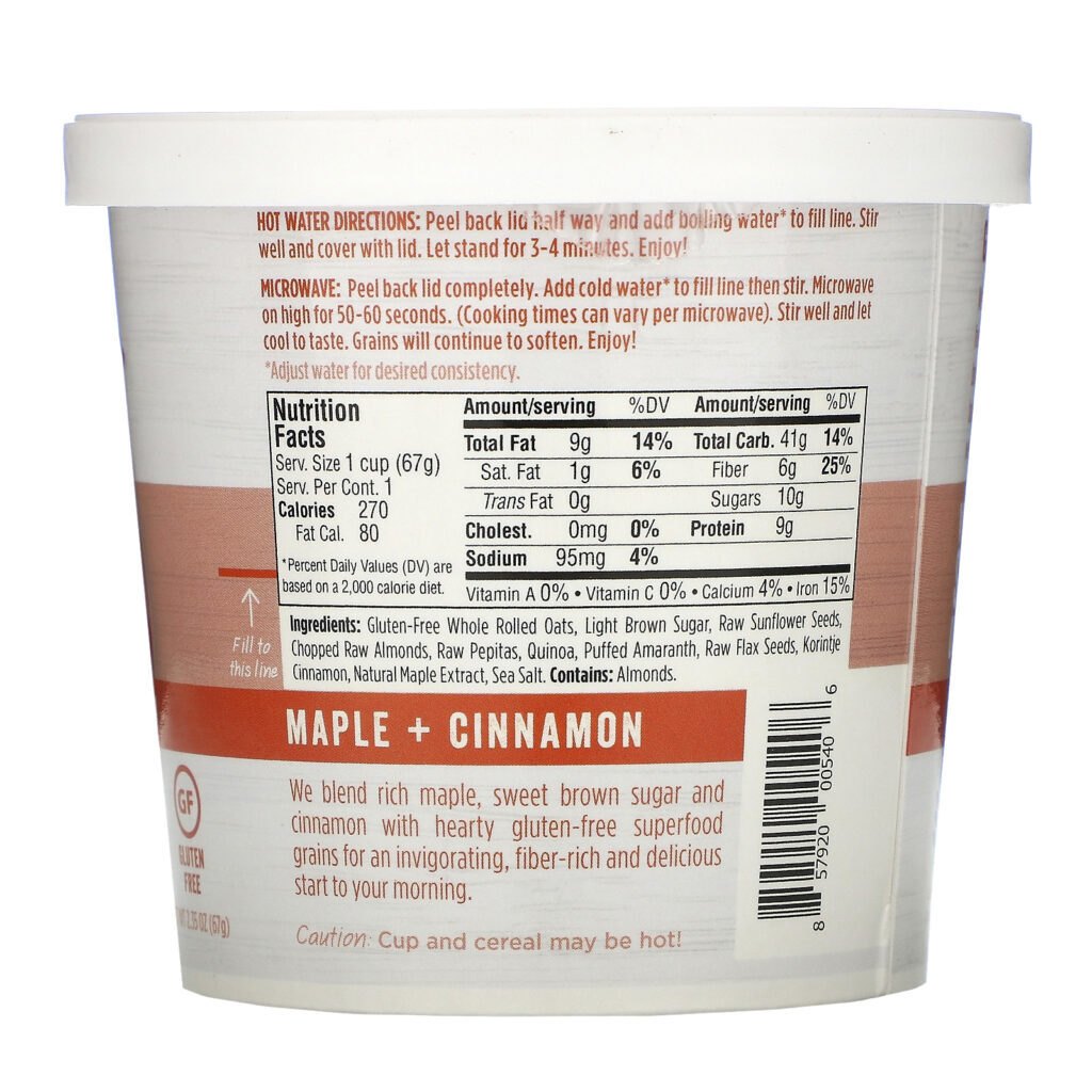 Earnest Eats, Superfood Oatmeal, Maple + Almond + Cinnamon, 2.35 oz (67 g) - Imagem 2