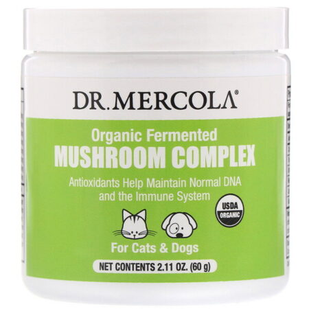 Dr. Mercola, Complexo de Cogumelo Fermentado Orgânico, Para Cães e Gatos, 60 g (2,11 oz)