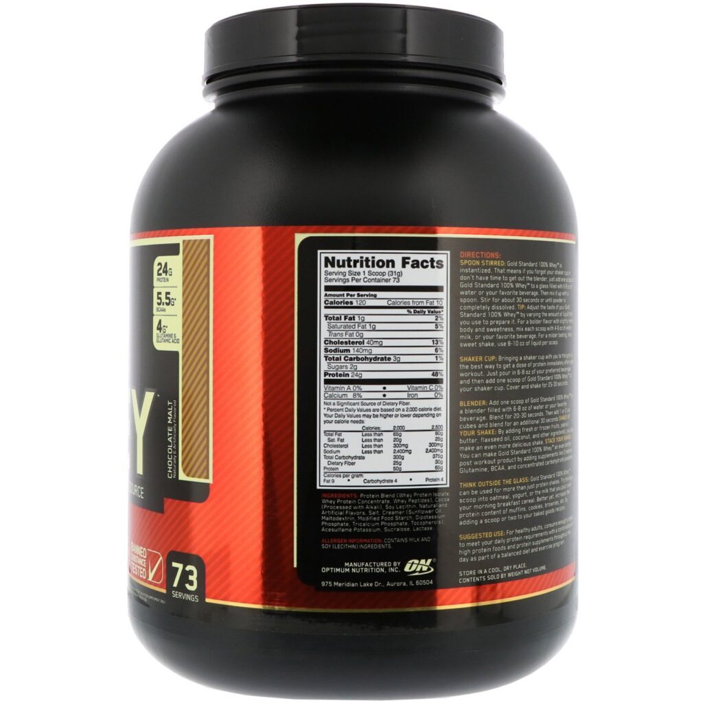 Optimum Nutrition, Gold Standard 100% Whey, Malte de Chocolate, 2,27 kg (5 lb) - Imagem 2