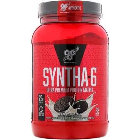 BSN, Syntha-6, Mistura para Bebida de Proteína em Pó, Cookies e Creme, 2,91 lbs (1,32 kg)