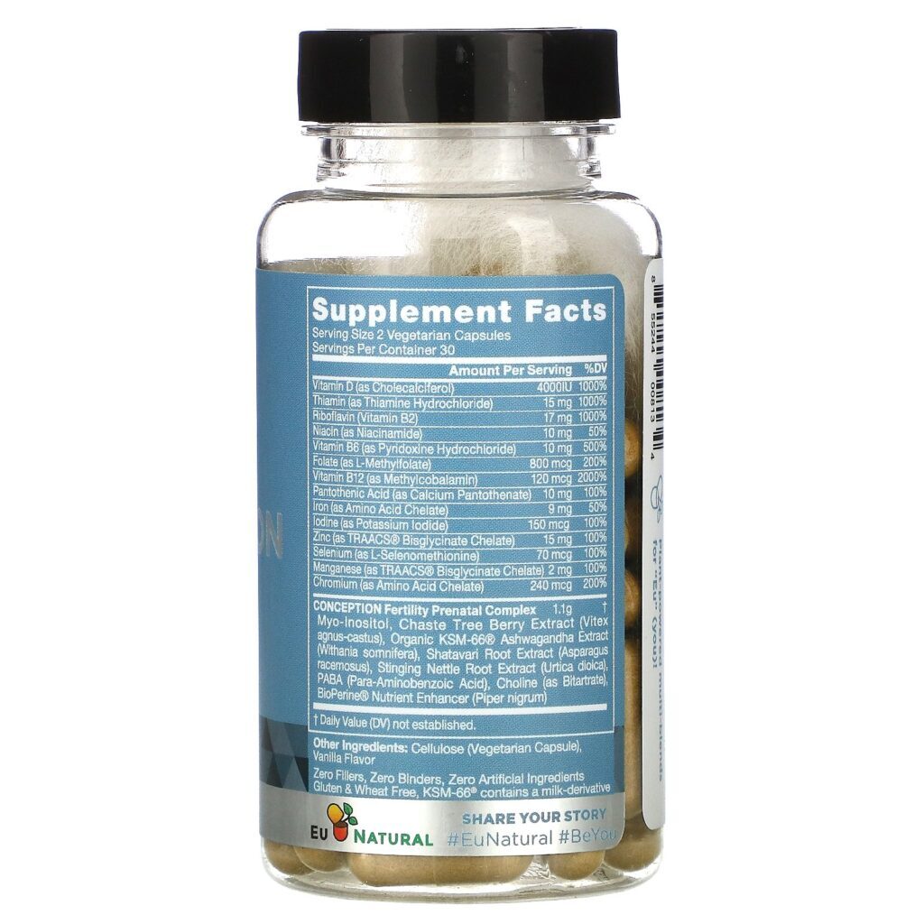 Eu Natural, CONCEPTION, Female Fertility Prenatal, 60 Vegetarian Capsules - Imagem 2