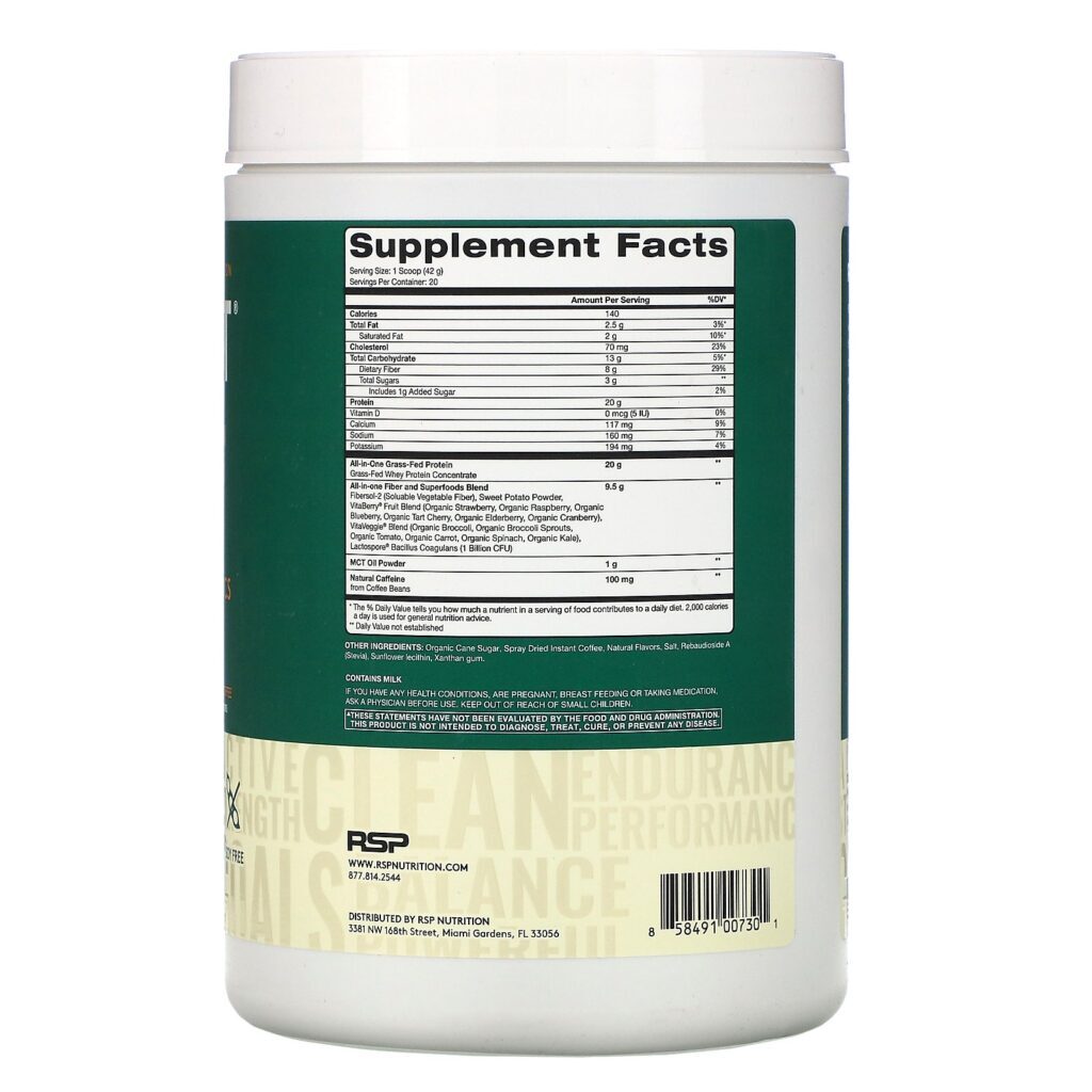 RSP Nutrition, TrueFit, Grass-Fed Protein, Cold Brew Coffee, 1.85 lbs (840 g) - Imagem 2