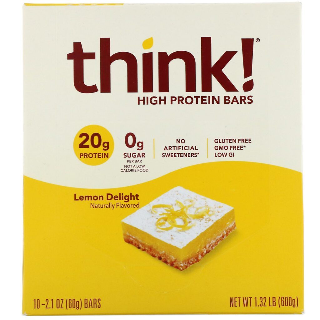 ThinkThin, Barras com Alto Teor de Proteína, Lemon Delight, 10 Barras, 60 g (2,1 oz) Cada - Imagem 2