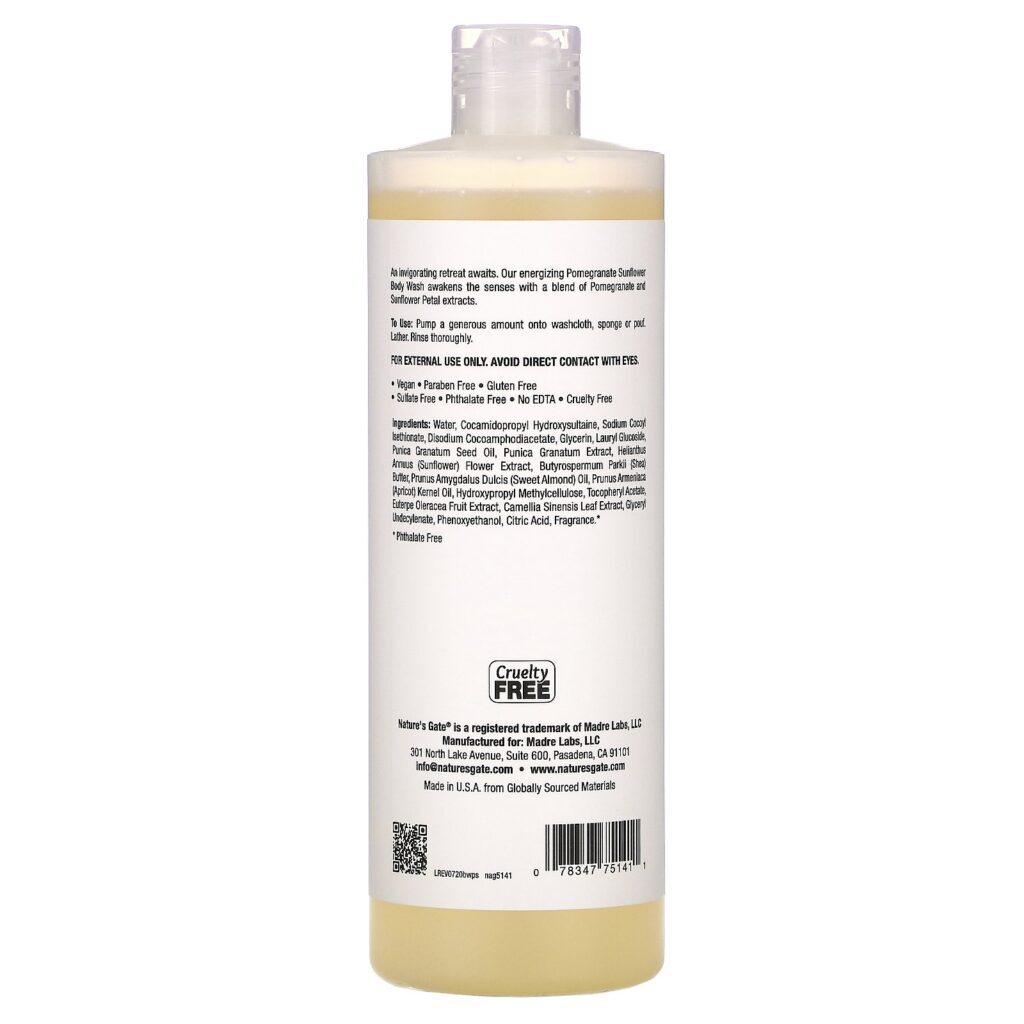 Nature's Gate, Sabonete Líquido Corporal de Girassol e Romã, 473 ml (16 fl oz) - Imagem 2